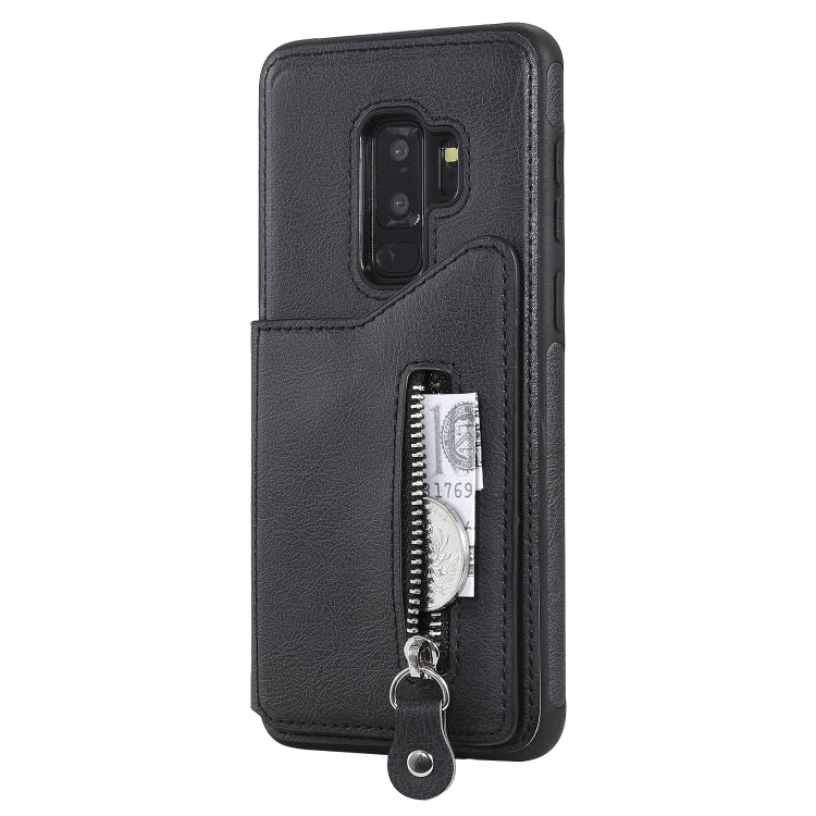 For Galaxy S9 Plus Solid Color Double Buckle Zipper Shockproof Protective Case
