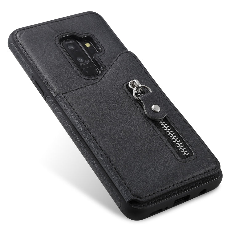 For Galaxy S9 Plus Solid Color Double Buckle Zipper Shockproof Protective Case