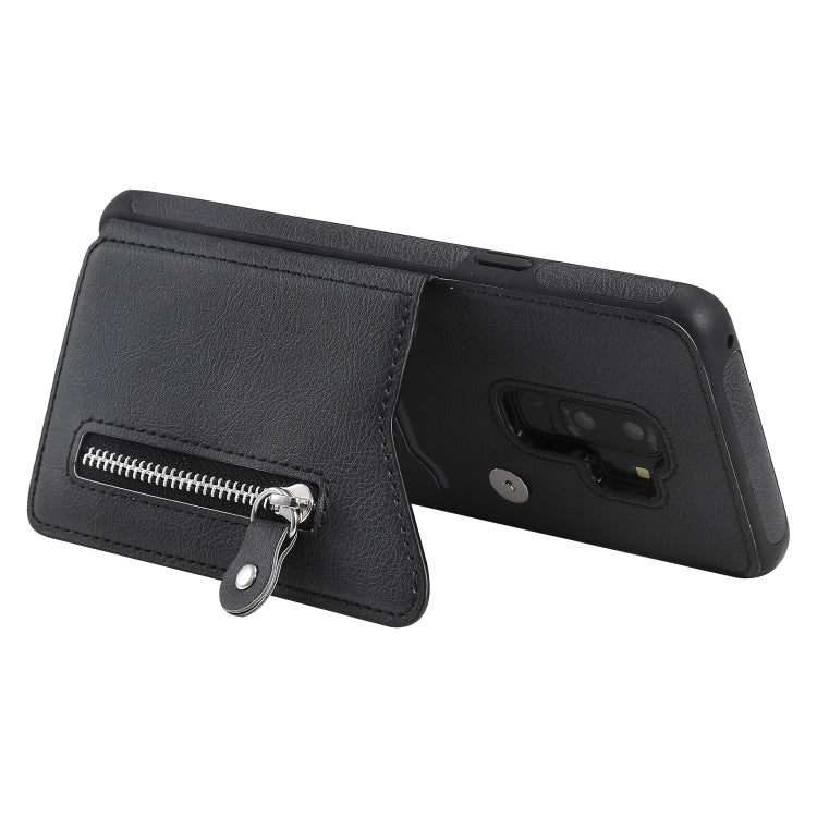 For Galaxy S9 Plus Solid Color Double Buckle Zipper Shockproof Protective Case