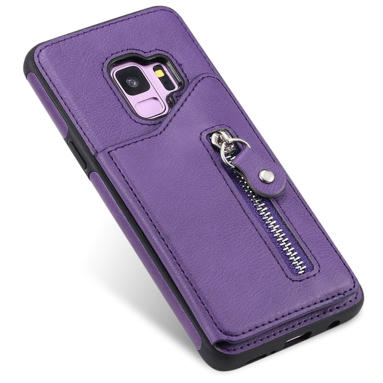 For Galaxy S9 Solid Color Double Buckle Zipper Shockproof Protective Case