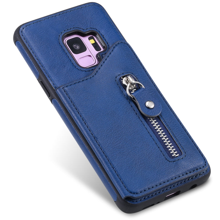 For Galaxy S9 Solid Color Double Buckle Zipper Shockproof Protective Case
