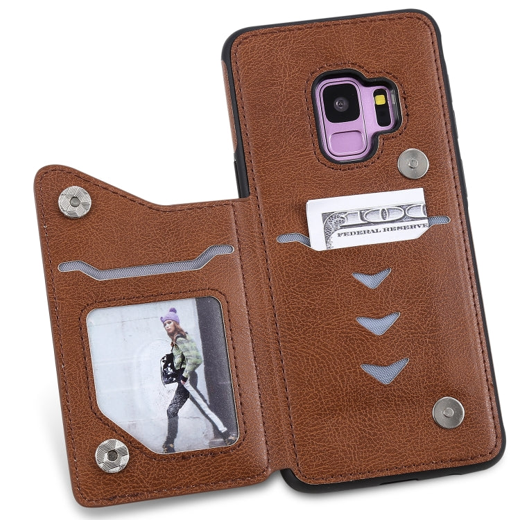 For Galaxy S9 Solid Color Double Buckle Zipper Shockproof Protective Case