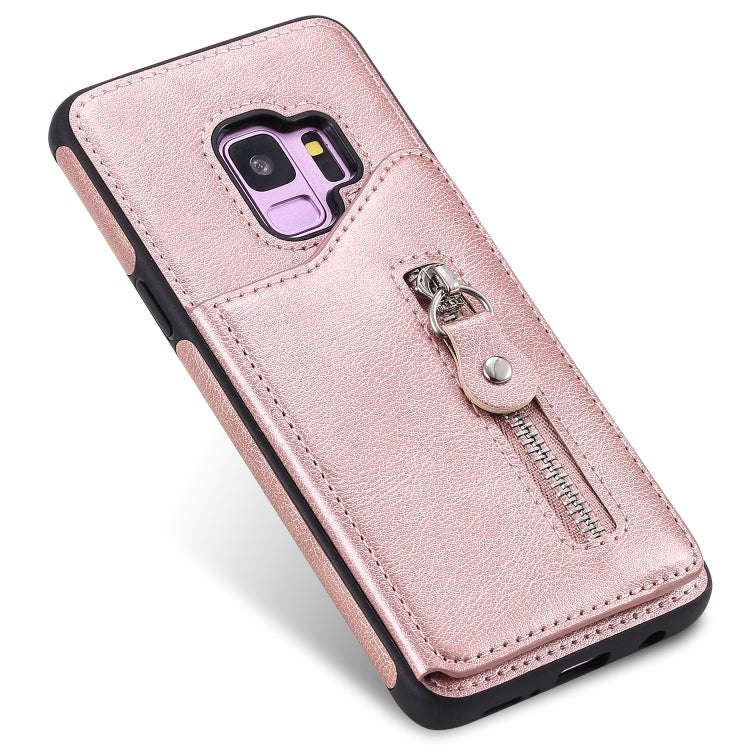 For Galaxy S9 Solid Color Double Buckle Zipper Shockproof Protective Case