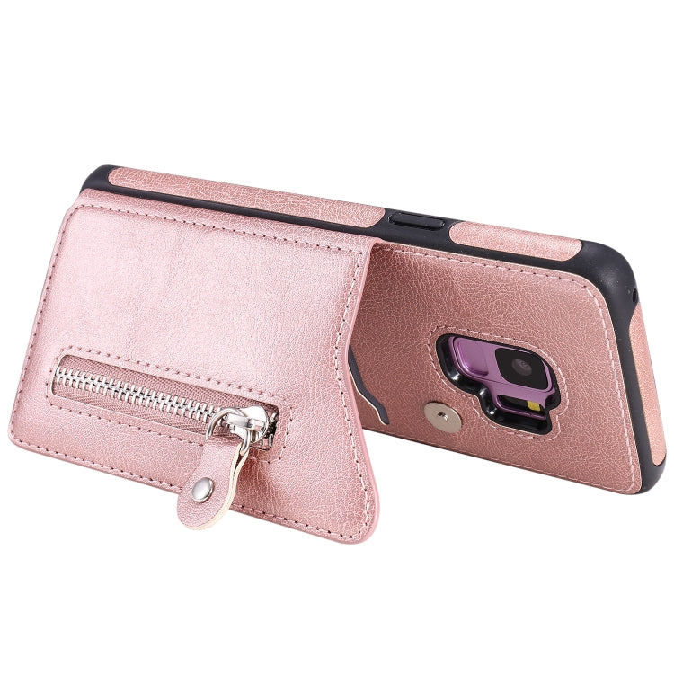 For Galaxy S9 Solid Color Double Buckle Zipper Shockproof Protective Case