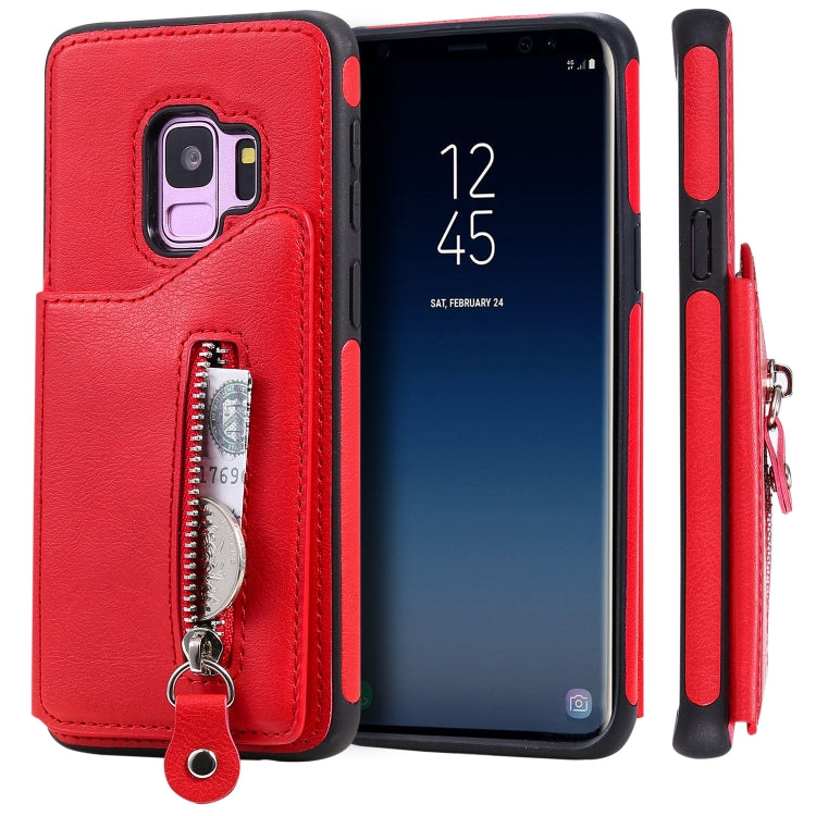 For Galaxy S9 Solid Color Double Buckle Zipper Shockproof Protective Case