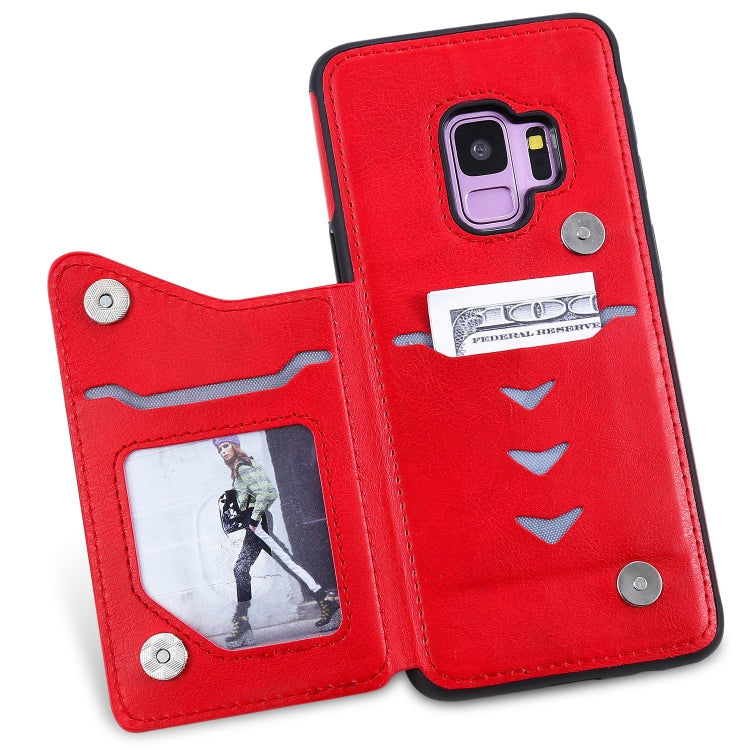 For Galaxy S9 Solid Color Double Buckle Zipper Shockproof Protective Case