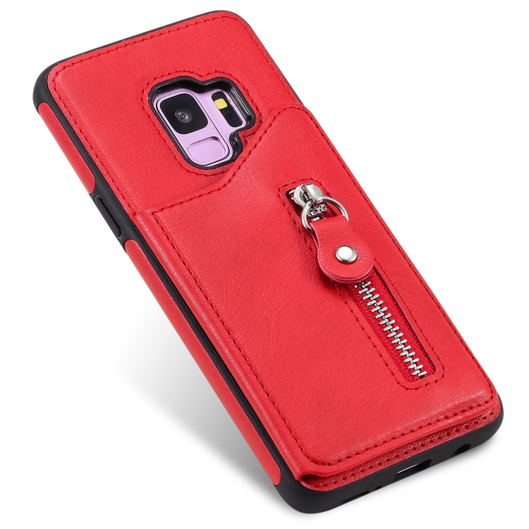 For Galaxy S9 Solid Color Double Buckle Zipper Shockproof Protective Case