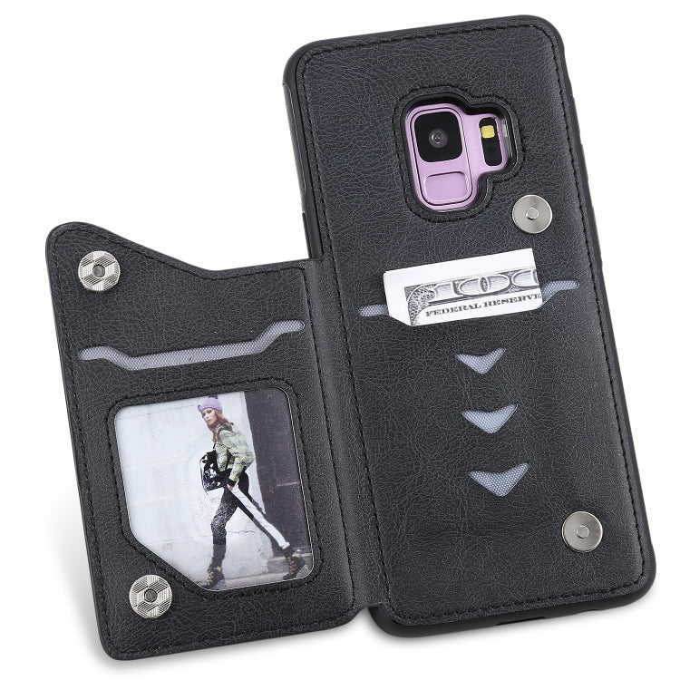 For Galaxy S9 Solid Color Double Buckle Zipper Shockproof Protective Case