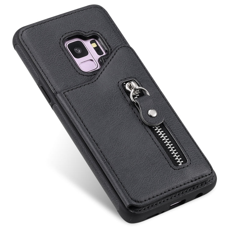 For Galaxy S9 Solid Color Double Buckle Zipper Shockproof Protective Case
