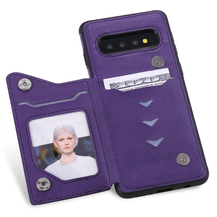 For Galaxy S10 Solid Color Double Buckle Zipper Shockproof Protective Case