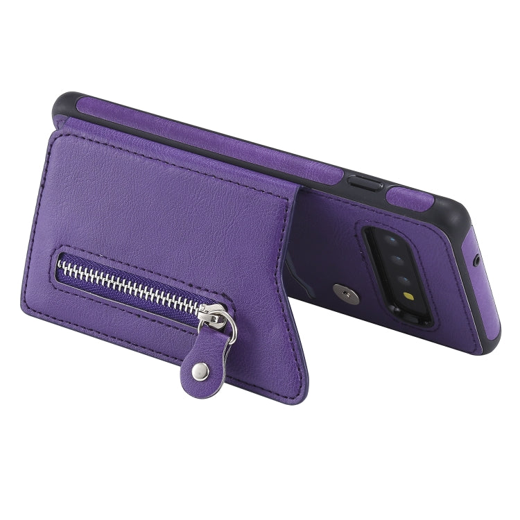For Galaxy S10 Solid Color Double Buckle Zipper Shockproof Protective Case