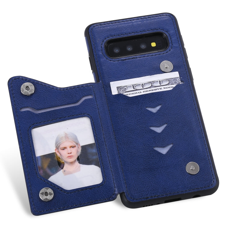 For Galaxy S10 Solid Color Double Buckle Zipper Shockproof Protective Case