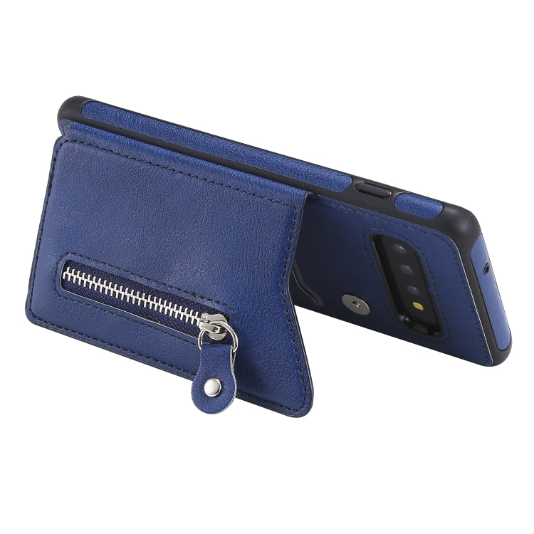 For Galaxy S10 Solid Color Double Buckle Zipper Shockproof Protective Case
