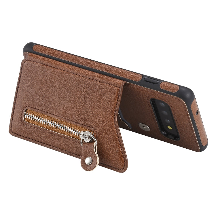 For Galaxy S10 Solid Color Double Buckle Zipper Shockproof Protective Case