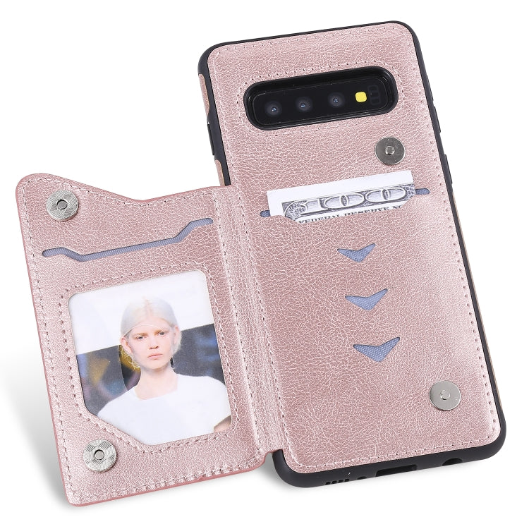 For Galaxy S10 Solid Color Double Buckle Zipper Shockproof Protective Case