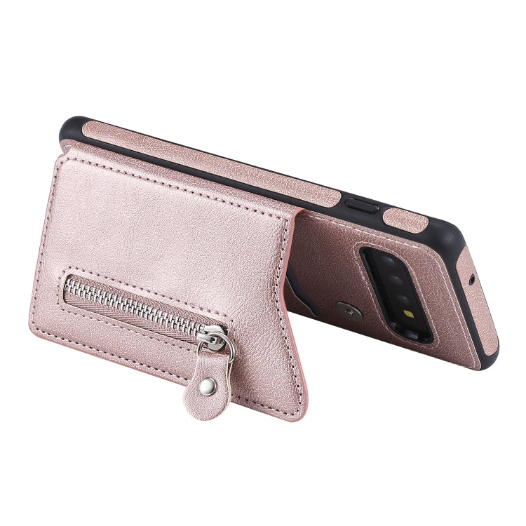 For Galaxy S10 Solid Color Double Buckle Zipper Shockproof Protective Case