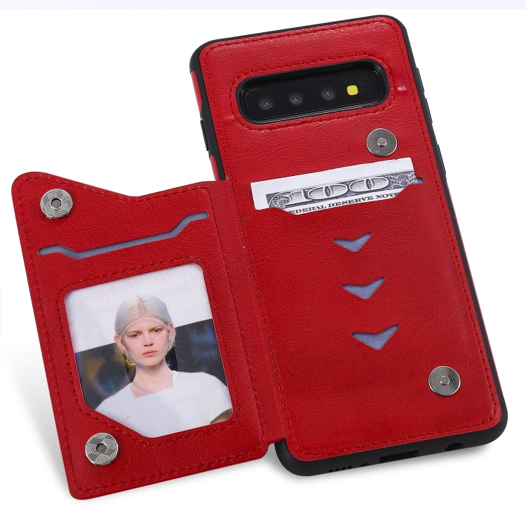 For Galaxy S10 Solid Color Double Buckle Zipper Shockproof Protective Case