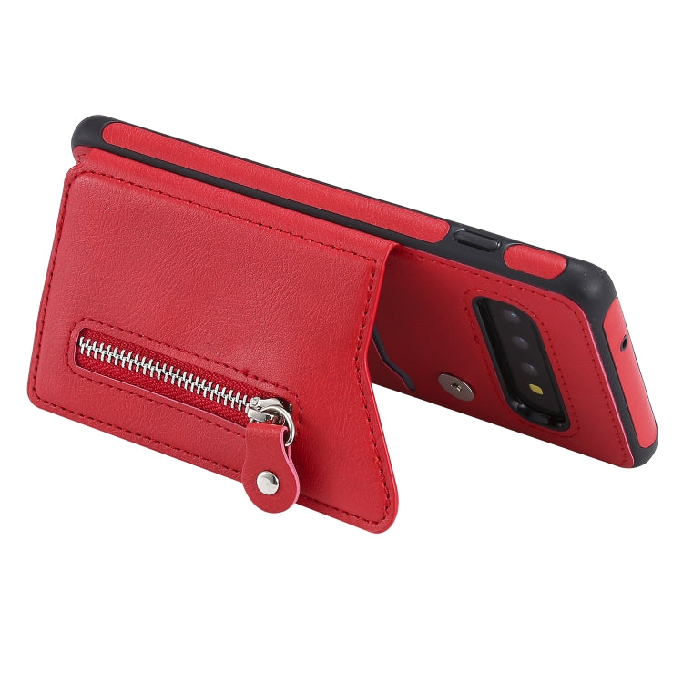 For Galaxy S10 Solid Color Double Buckle Zipper Shockproof Protective Case