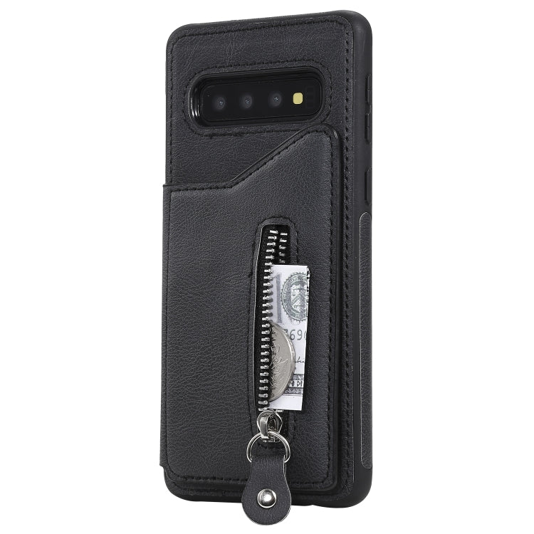 For Galaxy S10 Solid Color Double Buckle Zipper Shockproof Protective Case