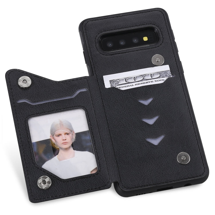 For Galaxy S10 Solid Color Double Buckle Zipper Shockproof Protective Case
