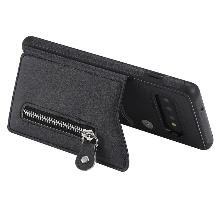For Galaxy S10 Solid Color Double Buckle Zipper Shockproof Protective Case