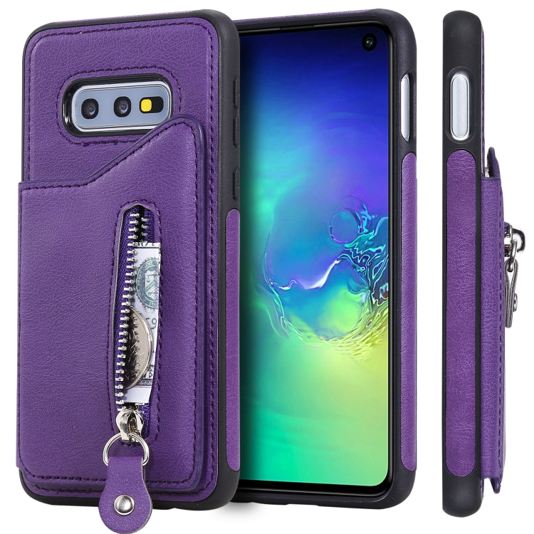 For Galaxy S10e Solid Color Double Buckle Zipper Shockproof Protective Case