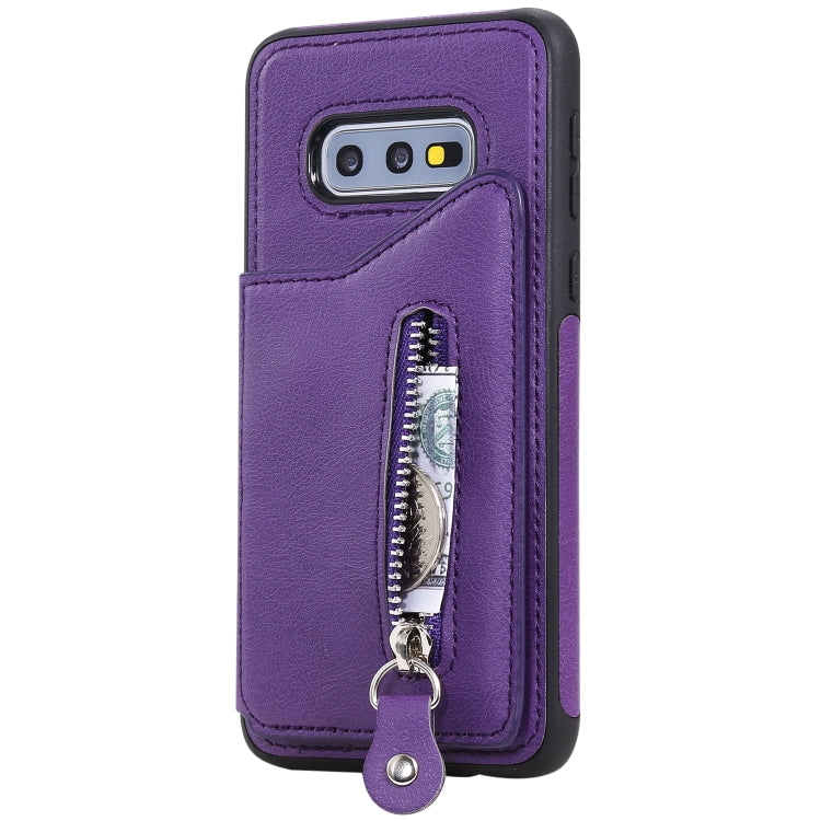 For Galaxy S10e Solid Color Double Buckle Zipper Shockproof Protective Case