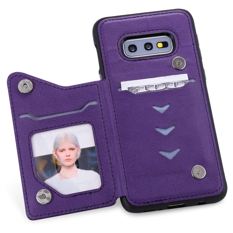 For Galaxy S10e Solid Color Double Buckle Zipper Shockproof Protective Case