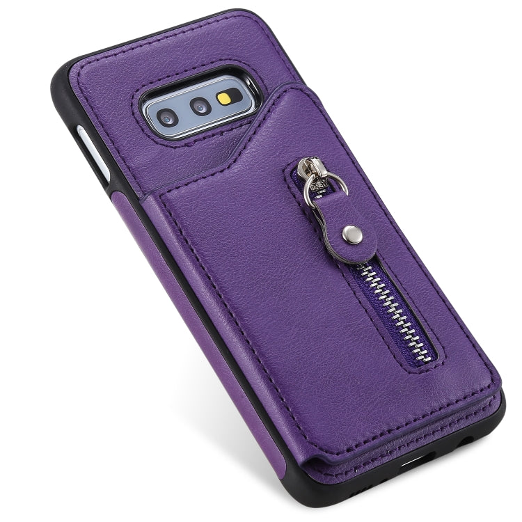 For Galaxy S10e Solid Color Double Buckle Zipper Shockproof Protective Case
