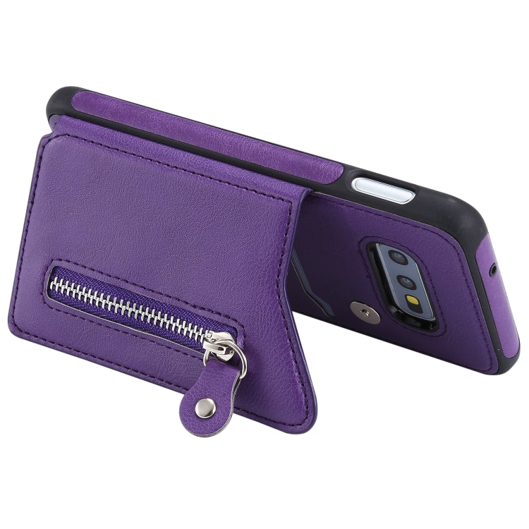 For Galaxy S10e Solid Color Double Buckle Zipper Shockproof Protective Case