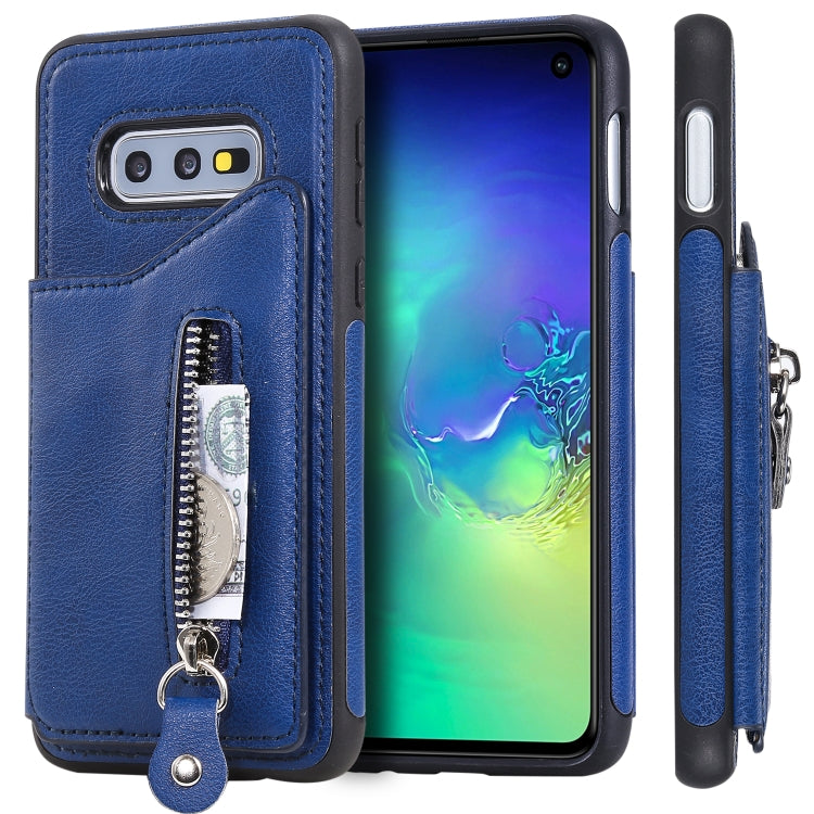 For Galaxy S10e Solid Color Double Buckle Zipper Shockproof Protective Case