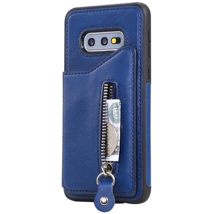 For Galaxy S10e Solid Color Double Buckle Zipper Shockproof Protective Case