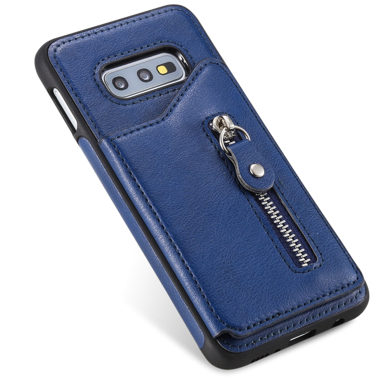 For Galaxy S10e Solid Color Double Buckle Zipper Shockproof Protective Case