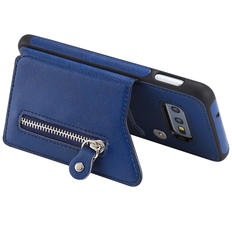 For Galaxy S10e Solid Color Double Buckle Zipper Shockproof Protective Case