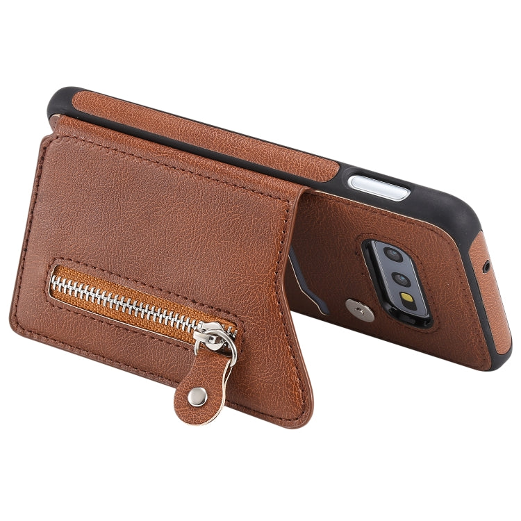 For Galaxy S10e Solid Color Double Buckle Zipper Shockproof Protective Case