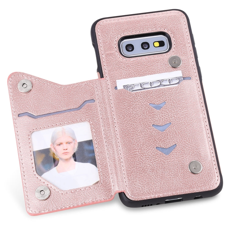 For Galaxy S10e Solid Color Double Buckle Zipper Shockproof Protective Case
