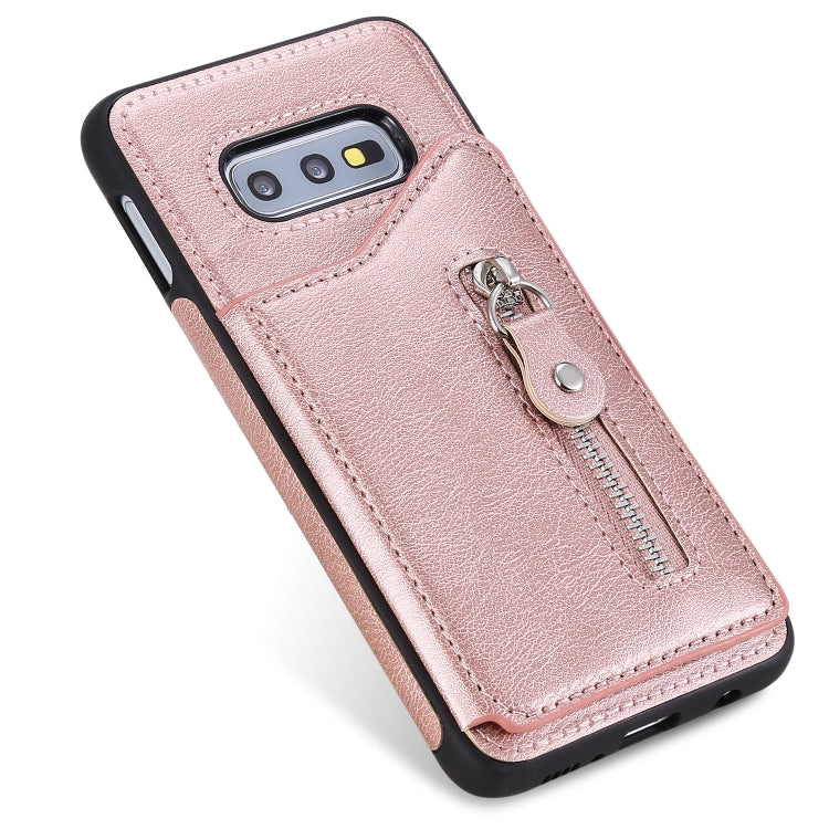 For Galaxy S10e Solid Color Double Buckle Zipper Shockproof Protective Case