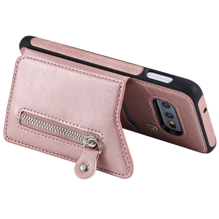 For Galaxy S10e Solid Color Double Buckle Zipper Shockproof Protective Case
