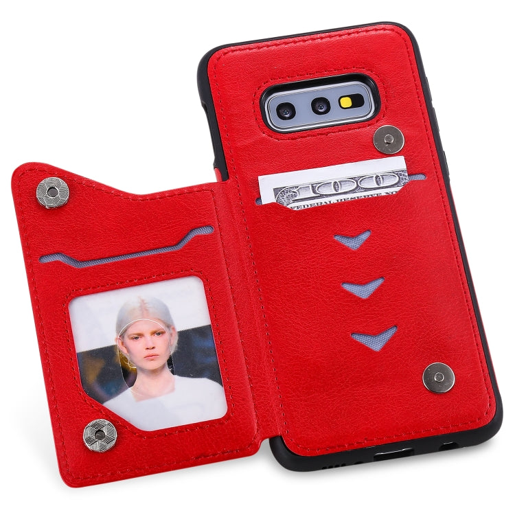 For Galaxy S10e Solid Color Double Buckle Zipper Shockproof Protective Case
