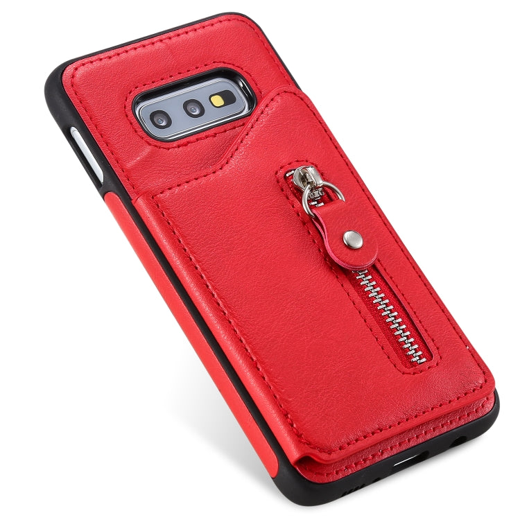 For Galaxy S10e Solid Color Double Buckle Zipper Shockproof Protective Case
