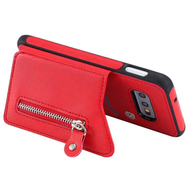 For Galaxy S10e Solid Color Double Buckle Zipper Shockproof Protective Case