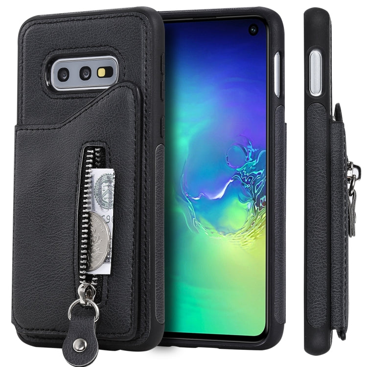For Galaxy S10e Solid Color Double Buckle Zipper Shockproof Protective Case