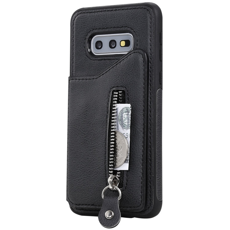 For Galaxy S10e Solid Color Double Buckle Zipper Shockproof Protective Case