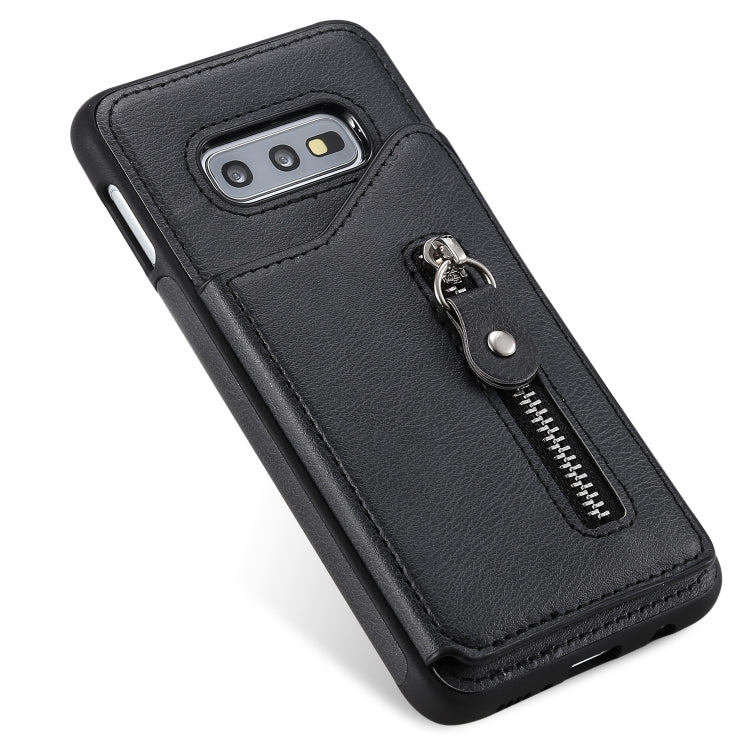 For Galaxy S10e Solid Color Double Buckle Zipper Shockproof Protective Case