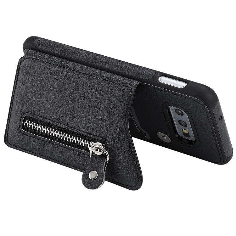 For Galaxy S10e Solid Color Double Buckle Zipper Shockproof Protective Case