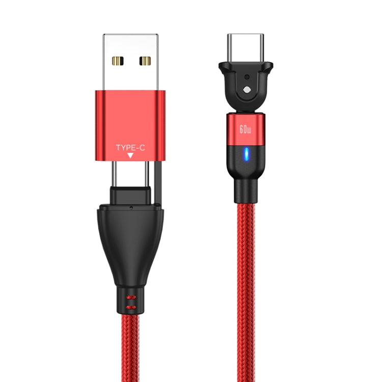 PD 60W Type-C / USB-C to Type-C / USB-C + USB 180 Degree Bending Charging Data Cable, Length:2m