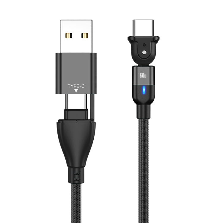 PD 60W Type-C / USB-C to Type-C / USB-C + USB 180 Degree Bending Charging Data Cable, Length:2m