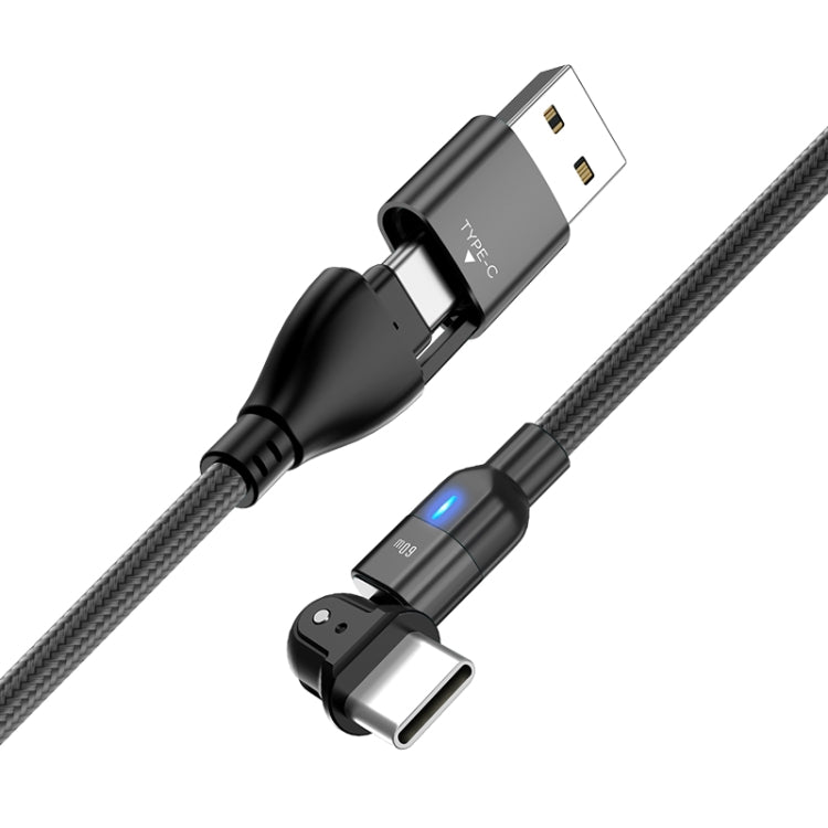 PD 60W Type-C / USB-C to Type-C / USB-C + USB 180 Degree Bending Charging Data Cable, Length:2m