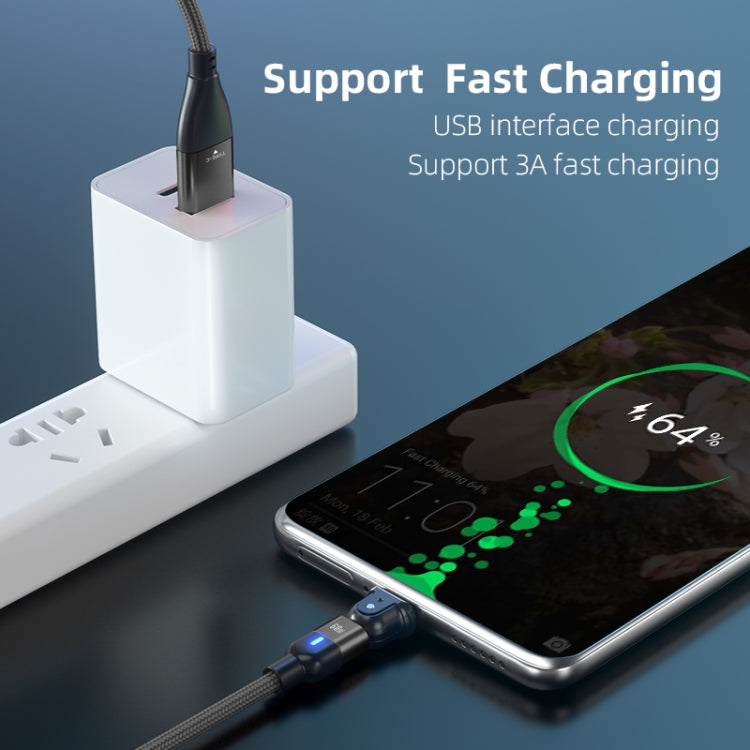 PD 60W Type-C / USB-C to Type-C / USB-C + USB 180 Degree Bending Charging Data Cable, Length:2m