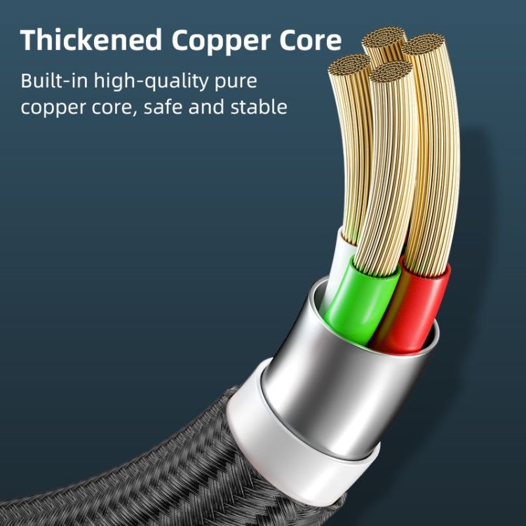 PD 60W Type-C / USB-C to Type-C / USB-C + USB 180 Degree Bending Charging Data Cable, Length:2m